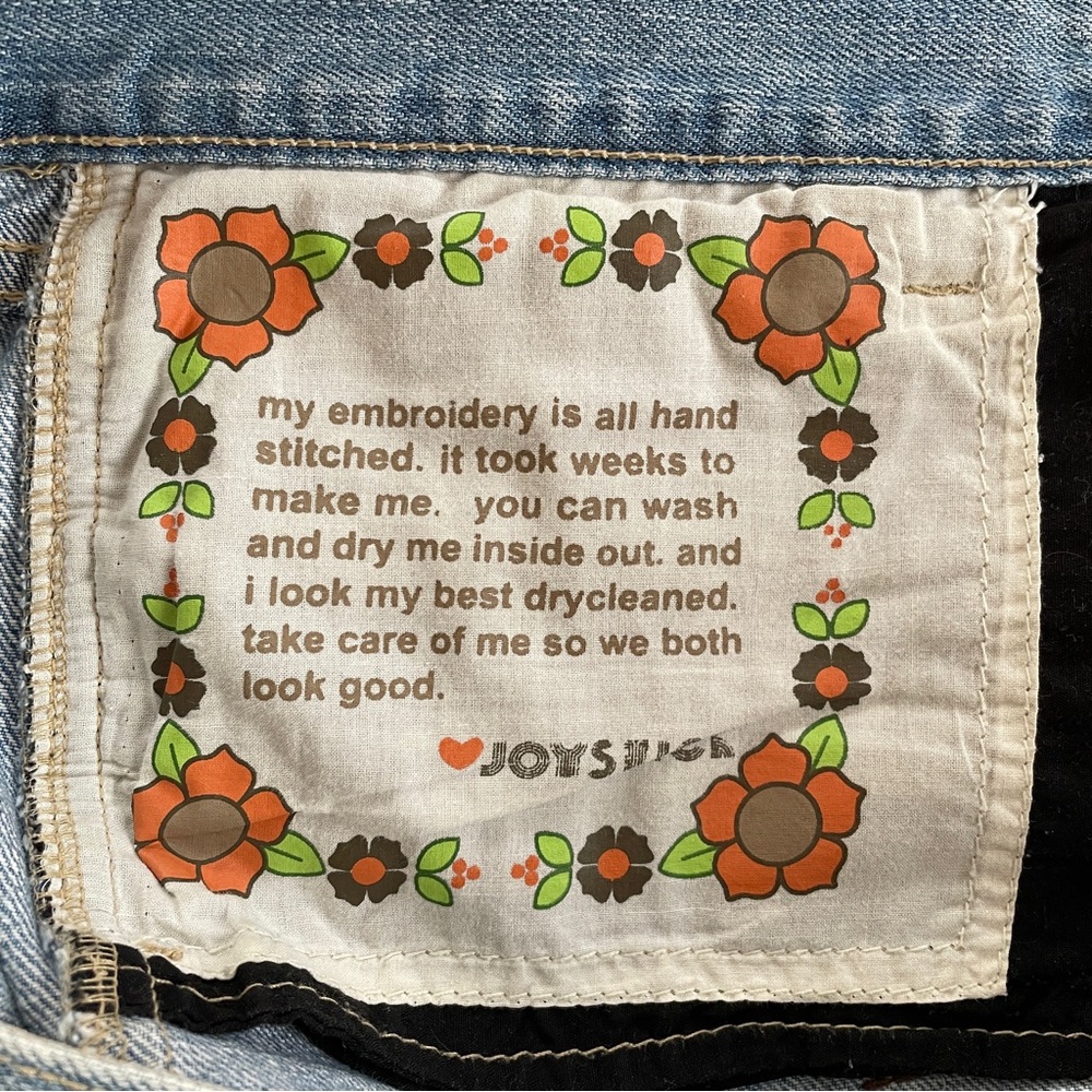 Joystick Denim Mini Skirt with Embroidery preowned size 28 - Picture 6 of 10